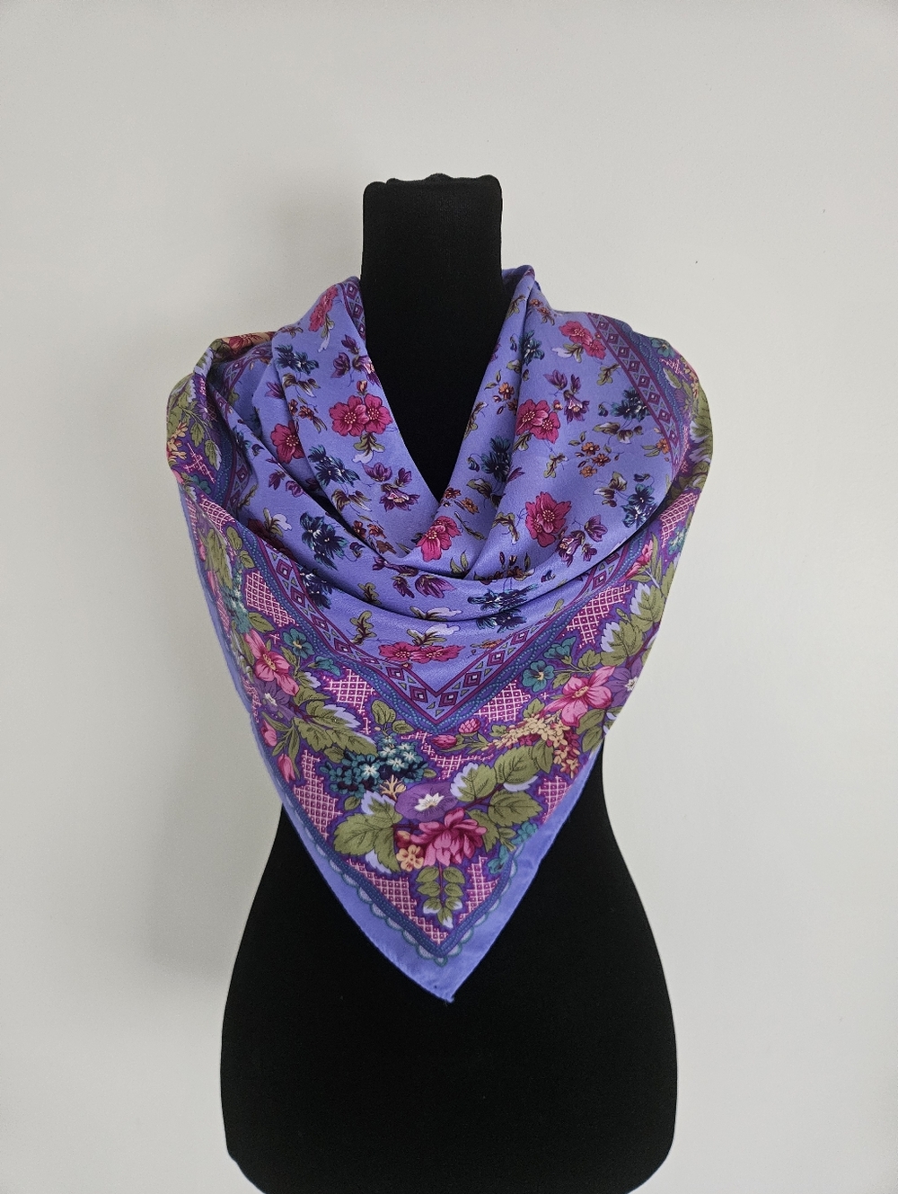 Liz Claiborne Purple Floral Silk Square Scarf